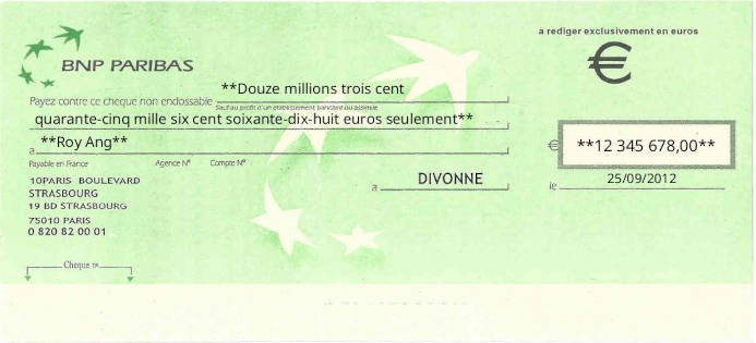 Write BNP Paribas Cheque Online Free Online Cheque Writer for BNP Paribas in France
